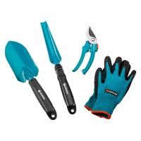 Комплект садовых инструментов (секатор, лопатка, совок для прополки, перчатки, Gardena