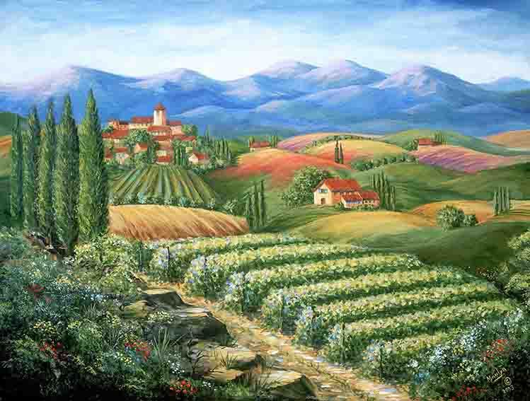 Фреска Итальянский прованс на фоне гор