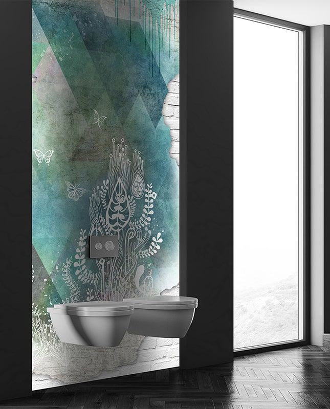 Графика Старая стена. Лофт. Цветы и бабочки. ag0328