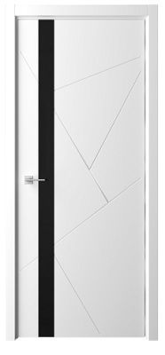 Дверь Геометрия-6 ширина 80 см Эмаль Стекло черное кромка В цвет полотна