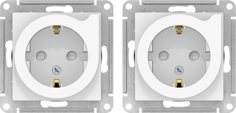 Розетка электрическая Schneider со шторками с выталкивателем вилки (Белый)
