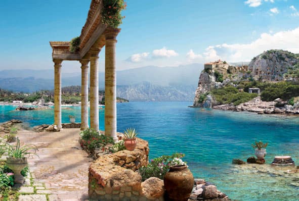 Фреска Античные арки у морского побережья