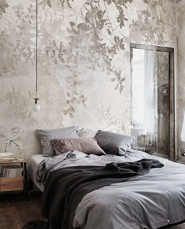 Графика Лофт. Лес. Листья и ветви. Старая стена. ag0360