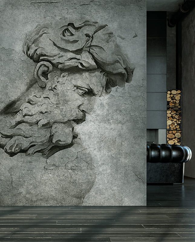 Графика Посейдон. Бетонная стена. Лофт. ag0414