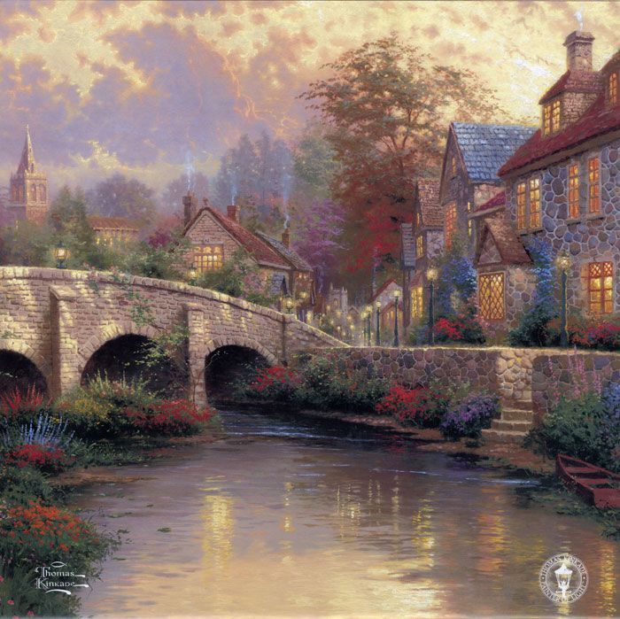 Фреска Мост через реку к дому