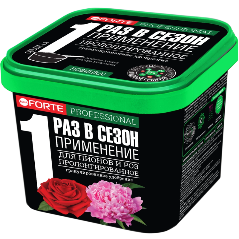Bona Forte Удобрение гранулированное пролонгированное Для пионов и роз с биодоступным кремнием, 1л