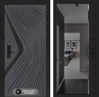 Входная дверь Леолаб с зеркалом Панорама с тонировкой