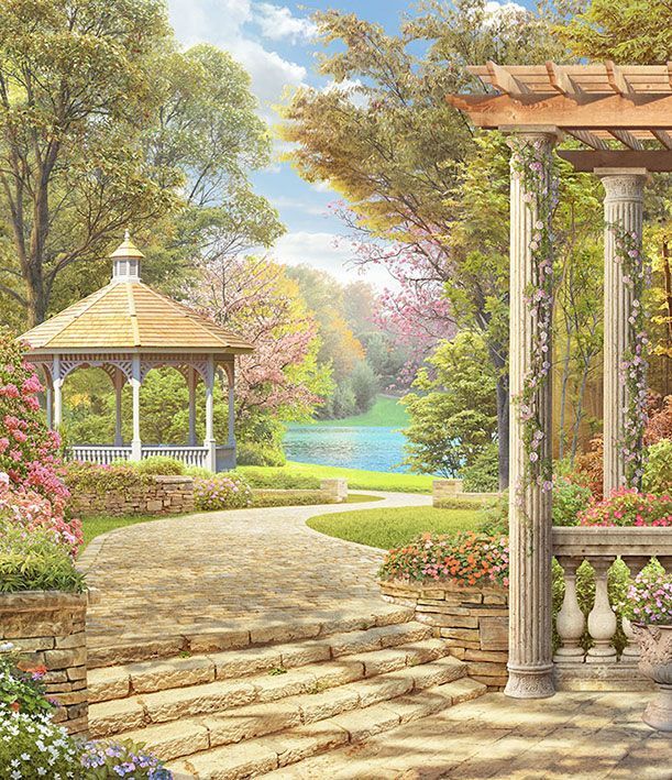 Фреска Каменная лестница в парке