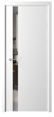 Дверь Геометрия-5 ширина 90 см Эмаль Зеркало грей кромка В цвет полотна