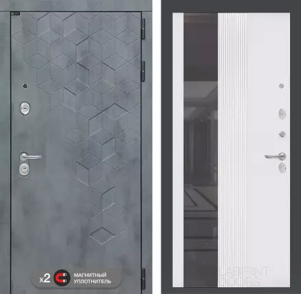 Входная дверь Бетон с Зеркалом 32 тонированным