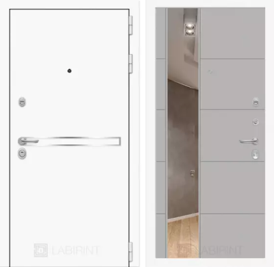 Входная дверь Лайн Вайт с Зеркалом 19