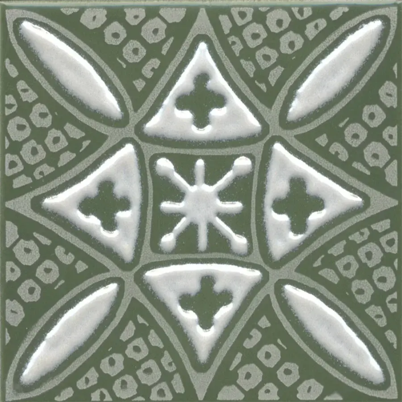 Декор Бахия 2 зелёный глянцевый 9,8x9,8x0,7