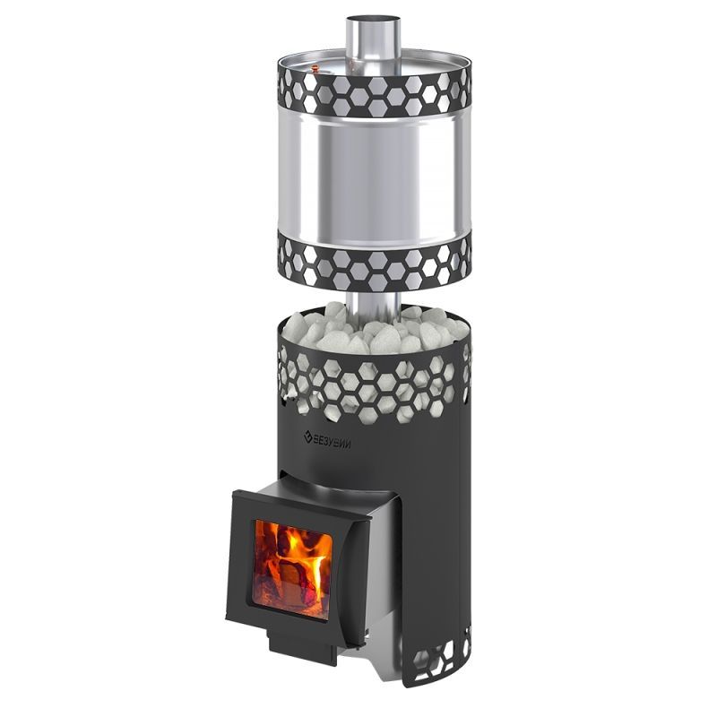 Печь для бани Везувий "Чёрная Пчёлка С" INOX с баком