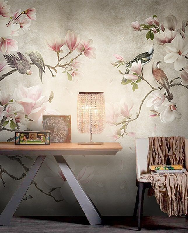 Графика Цветущая магнолия. Лофт. Райские птицы. ag0329