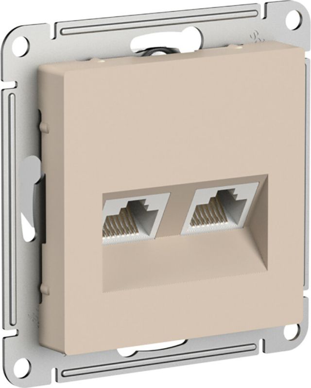 ATLASDESIGN РОЗЕТКА двойная компьютерная RJ45+RJ45, кат.5Е, механизм, ПЕСОЧНЫЙ