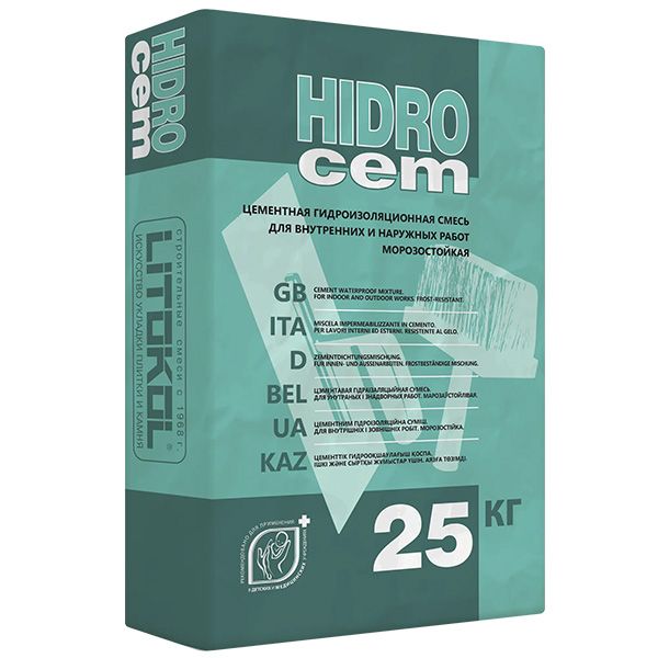 LITOKOL HIDROCEM однокомпонентная гидроизоляционная смесь на цементной основе, серый (25кг)