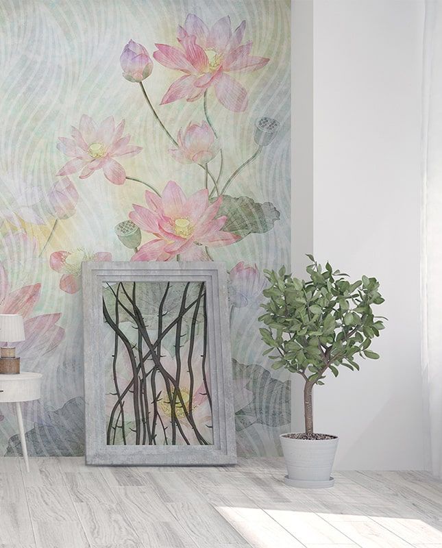 Графика Цветущий лотос. Волны. Современный дизайн. ag0338