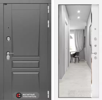 Входная дверь Платинум с зеркалом Панорама