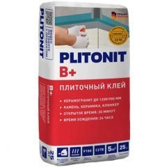 Клей для плитки, керамогранита и камня Plitonit (Плитонит) B+ (класс С2Т) 25 кг