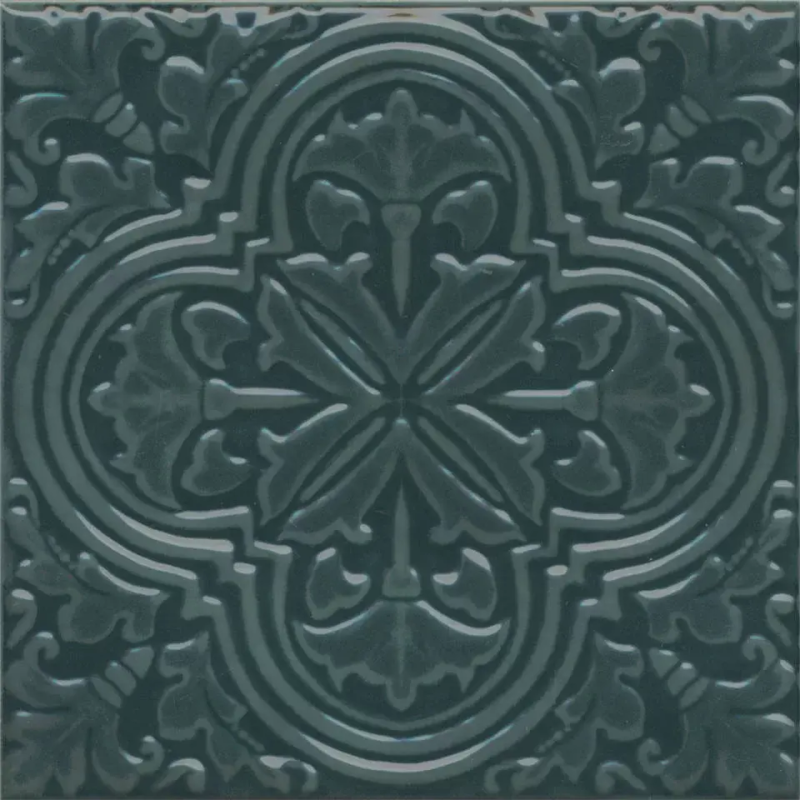 Декор Фес зелёный тёмный глянцевый 15x15x0,77