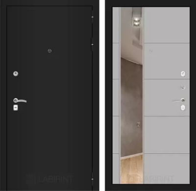 Входная дверь Классик шагрень черная с Зеркалом 19