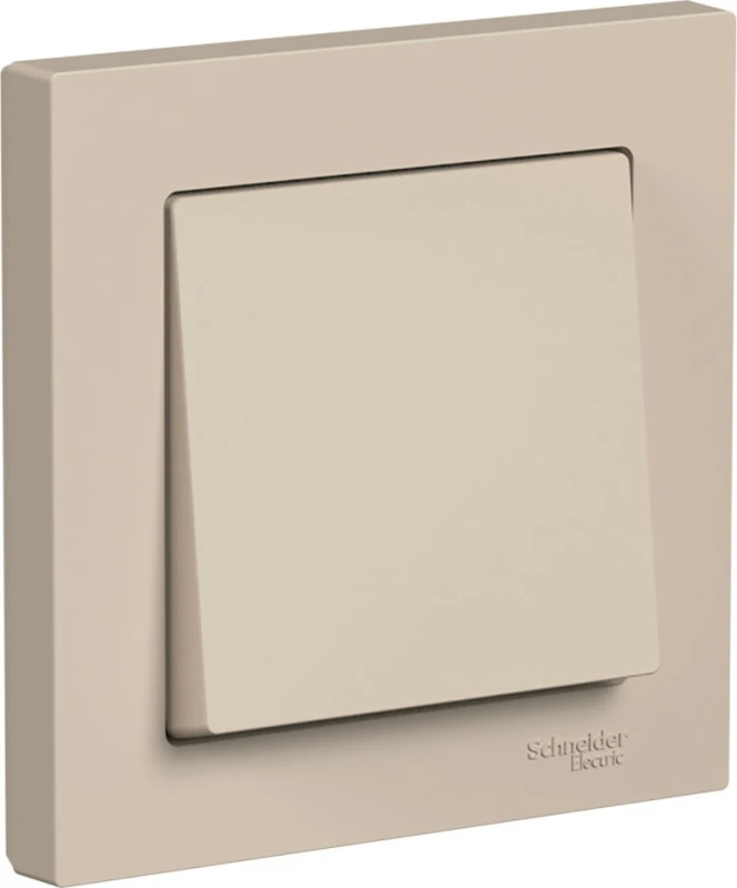 Одноклавишный выключатель в комплекте с рамкой (Песочный)