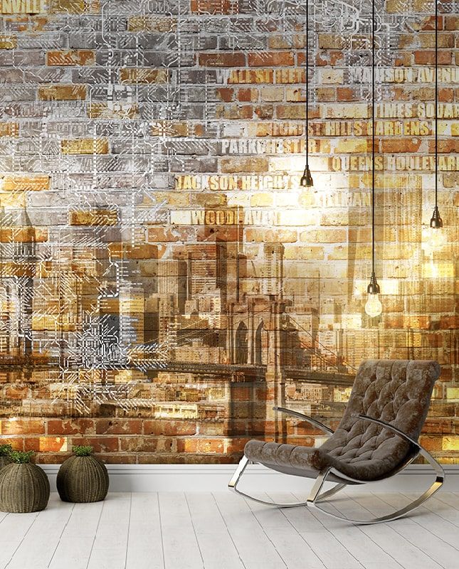 Графика New York. Кирпичная стена. Лофт. ag0380
