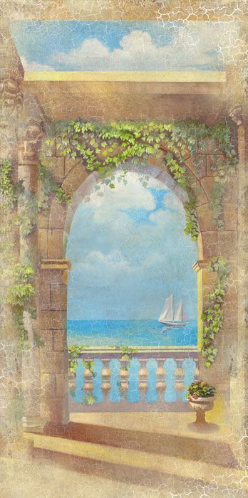 Фреска Античная арка с плющом