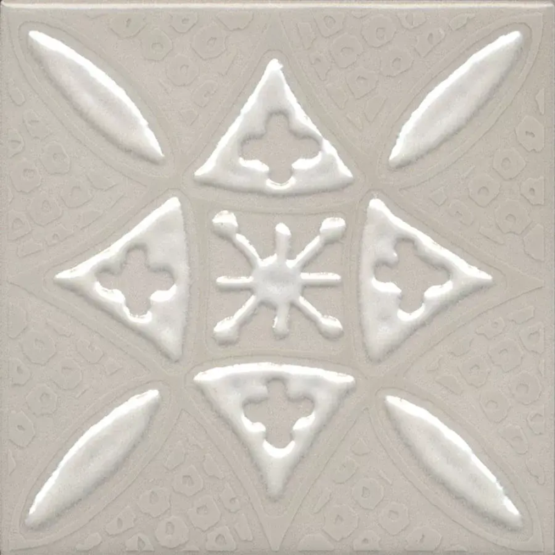 Декор Бахия 2 серый светлый глянцевый 9,8x9,8x0,7