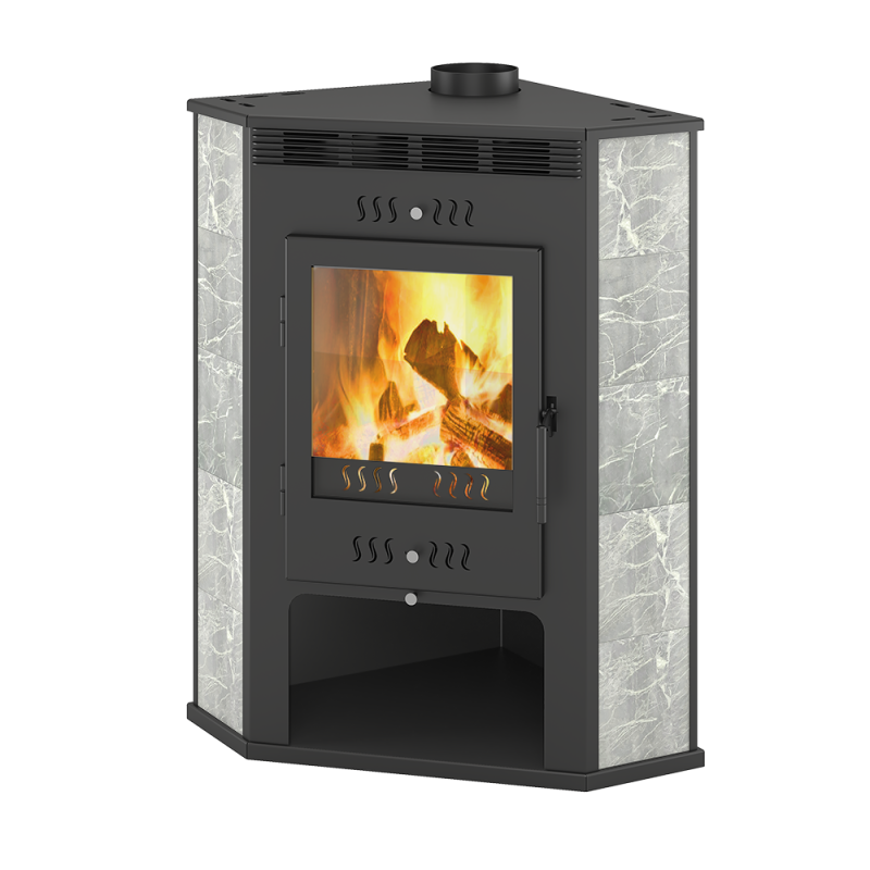 Печь-Камин ASTON 11кВт (180 м3) угловой Ø 150мм (Талькохлорит)