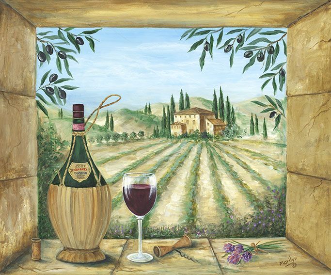 Фреска Ветки оливы и вино