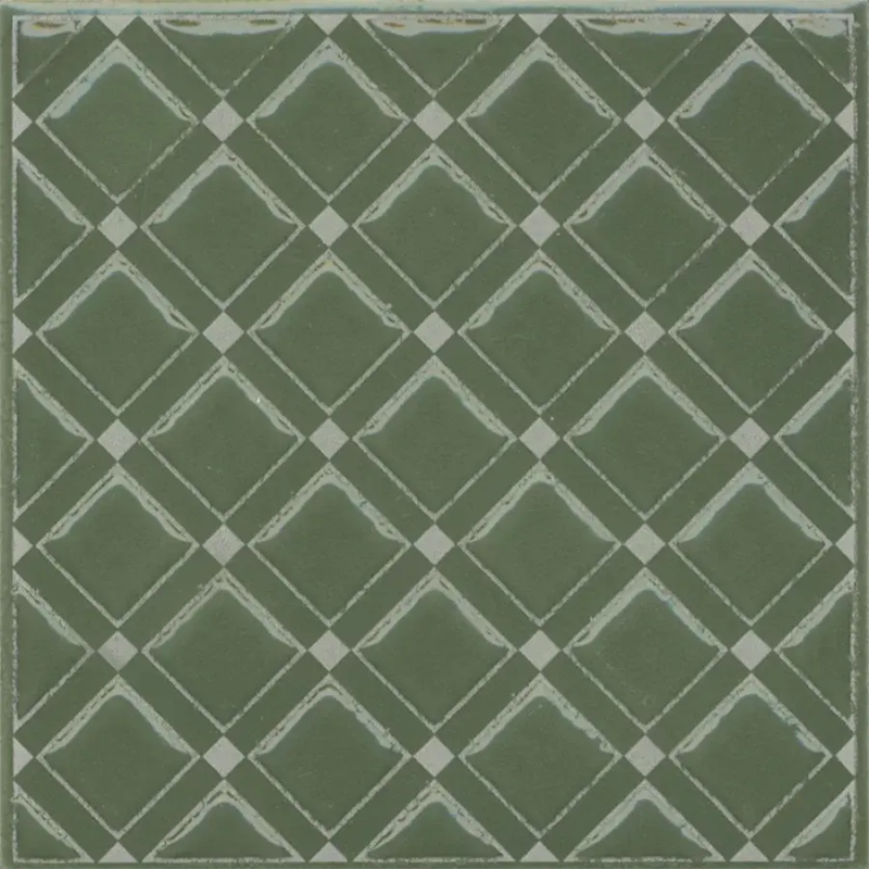 Декор Бахия 1 зелёный глянцевый 9,8x9,8x0,7