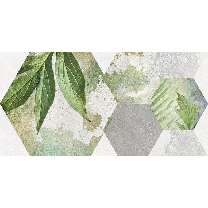 Фокус Плитка настенная зелёный ботаника 25x50