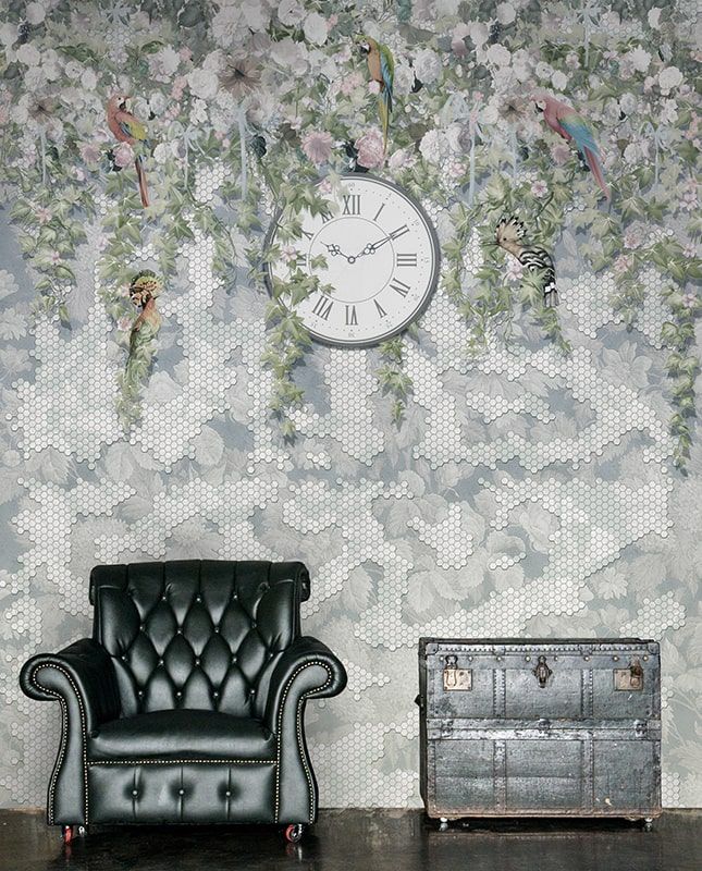 Графика Лофт. Цветущий сад. Часы. Геометрия. ag0334