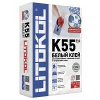 LITOKOL LITOPLUS K55 клей для плитки и стеклянной мозаики, для бассейнов и влажных помещений, белый (25кг)