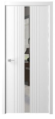 Дверь Геометрия-8 ширина 60 см Эмаль Зеркало грей кромка В цвет полотна