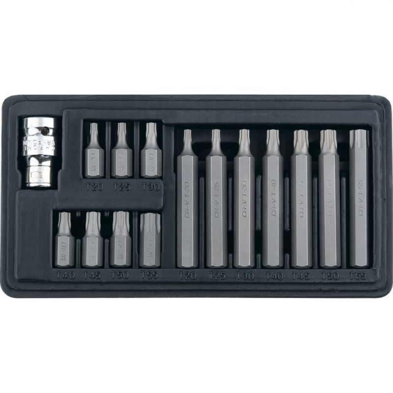 Набор 15пред., 30 мм, 75 мм,TORX (20;25;30;40;45;50;55), адаптер 3/8"-1/2