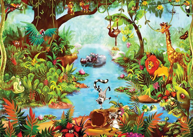 Фреска Сказочные джунгли и животные