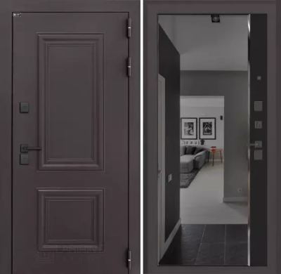 Входная дверь Полярис лайт с тонированным зеркалом Панорама