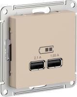 Зарядное устройство USB Schneider, USB-A x 2, 2.1A (Песочный)