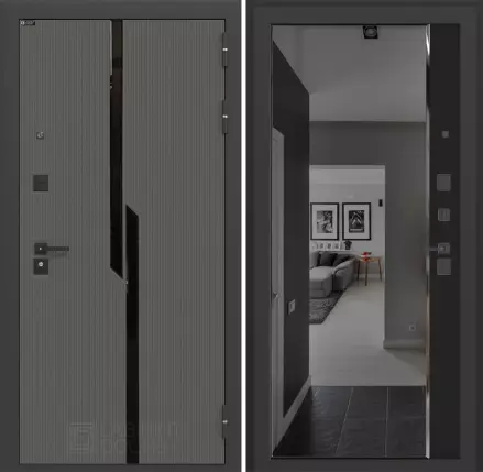 Входная дверь CARBON с зеркалом Панорама с тонировкой