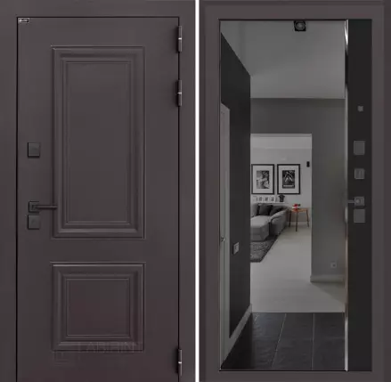 Входная дверь Полярис лайт с тонированным зеркалом Панорама