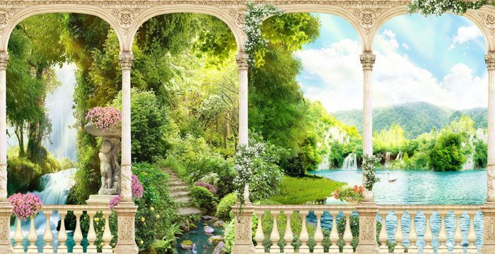 Фреска Летний пейзаж в арках