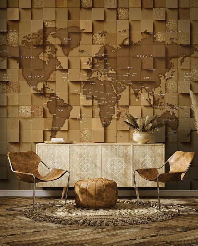 Графика Карта мира. Лофт. Текстура дерева. ag0318