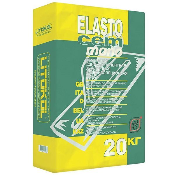 LITOKOL ELASTOcem MONO однокомпонентная эластичная гидроизоляционная смесь на цементной основе (20кг)