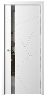 Дверь Геометрия-6 ширина 60 см Эмаль Зеркало грей кромка В цвет полотна