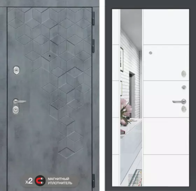 Входная дверь Бетон с зеркалом 19