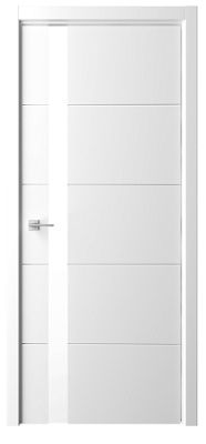 Дверь Геометрия-7 ширина 60 см Эмаль Стекло белое кромка В цвет полотна