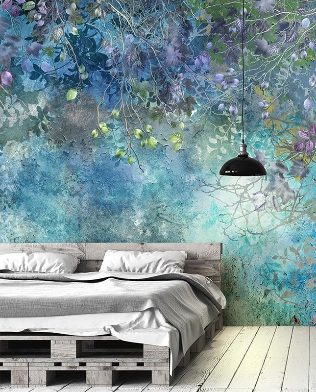 Графика Ночной лес. Лофт. Старая стена.  ag0394