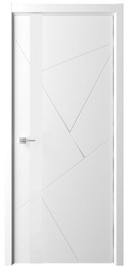 Дверь Геометрия-6 ширина 60 см Эмаль Стекло белое кромка В цвет полотна